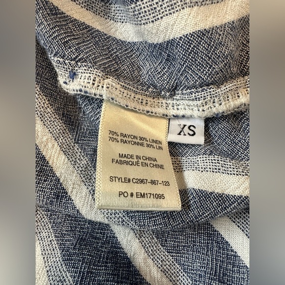 Anthropology Cloth & Stone Navy and White Striped Button Down Shirt XS - Picture 10 of 10